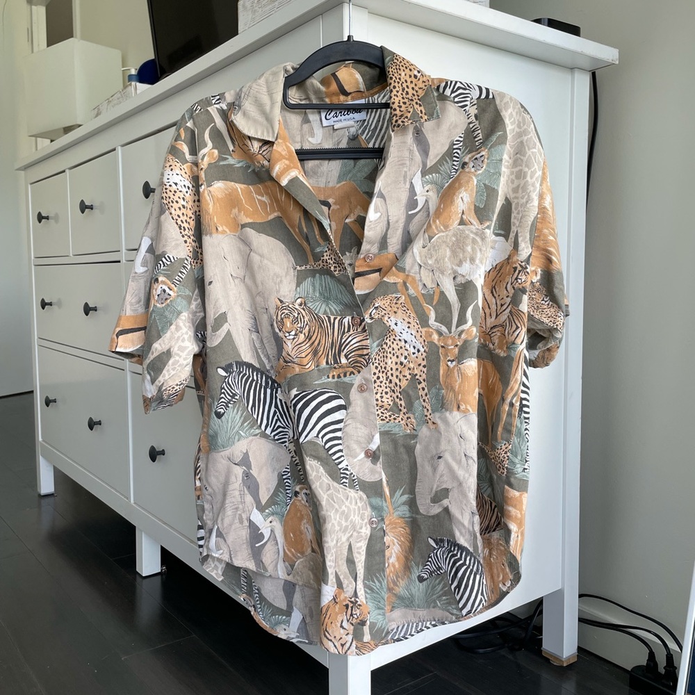 Vintage animal cuban collar shirt